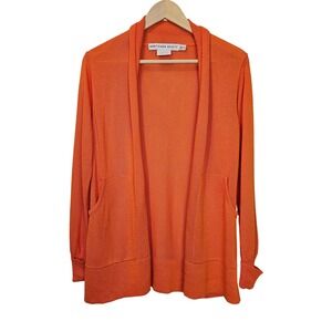 Gretchen Scott Orange Viscose Blend Open Front Pockets Cardigan Size XS